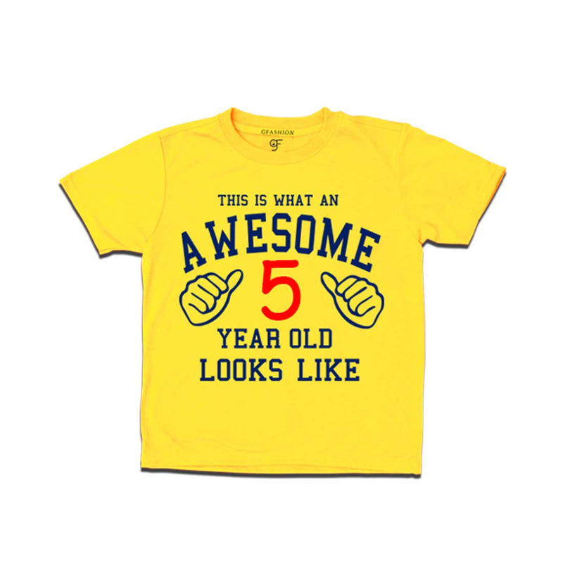 Awesome 5th Year Old Looks Like Boy T-shirt-Yellow-gfashion