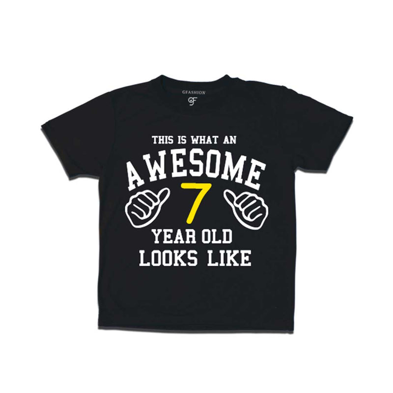 Awesome 7th Year Old Looks Like Boy T-shirt-Black-gfashion