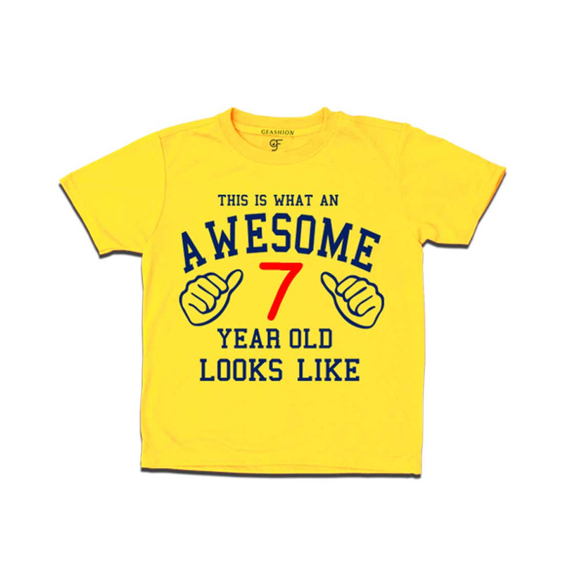 Awesome 7th Year Old Looks Like Boy T-shirt-Yellow-gfashion