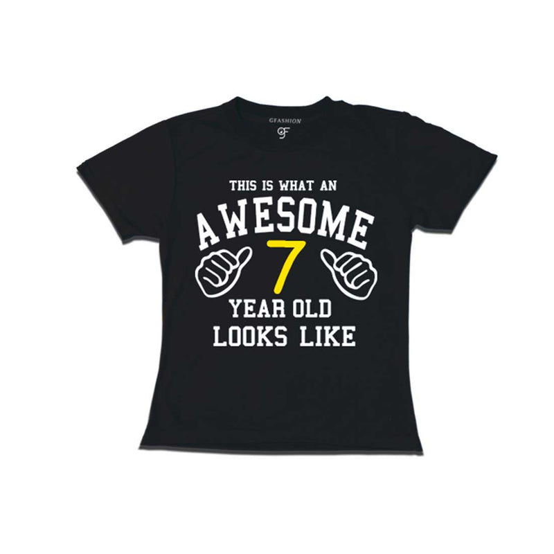 Awesome 7th Year Old Looks Like Girl T-shirt-Black-gfashion