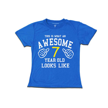 Awesome 7th Year Old Looks Like Girl T-shirt-Blue-gfashion 