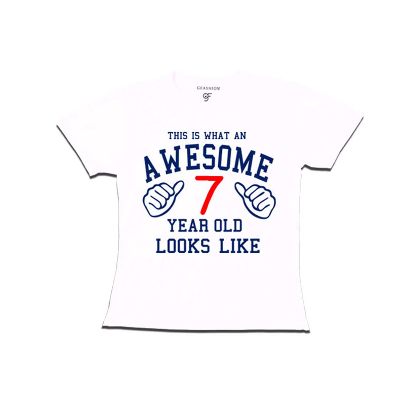 Awesome 7th Year Old Looks Like Girl T-shirt-White-gfashion