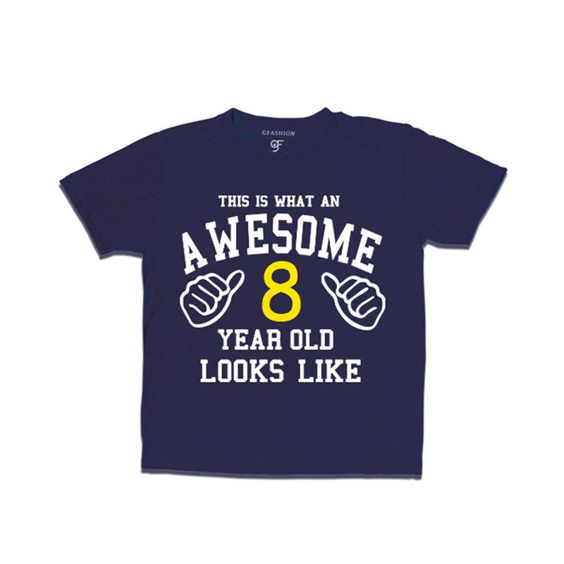 Awesome 8th Year Old Looks Like Boy T-shirt-Navy-gfashion