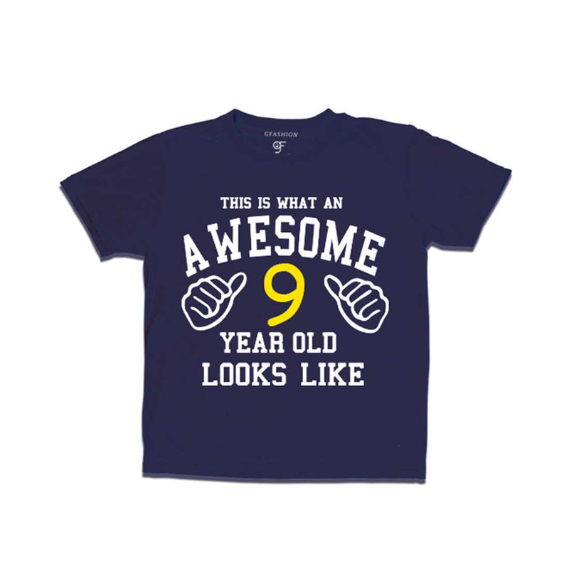 Awesome 9th Year Old Looks Like Boy T-shirt-Navy-gfashion