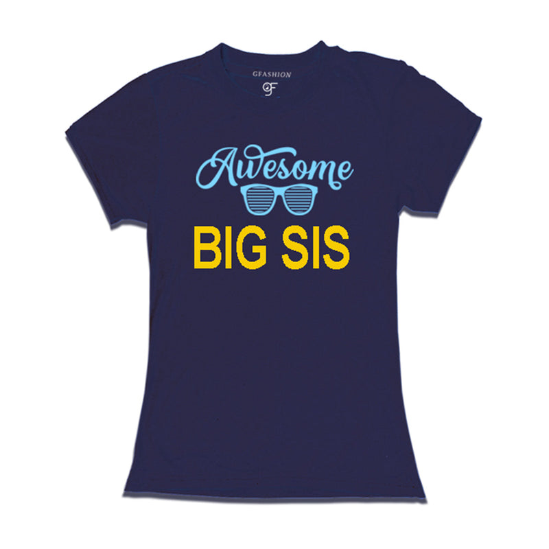 Awesome Big Sis T-shirt-Navy-gfashion