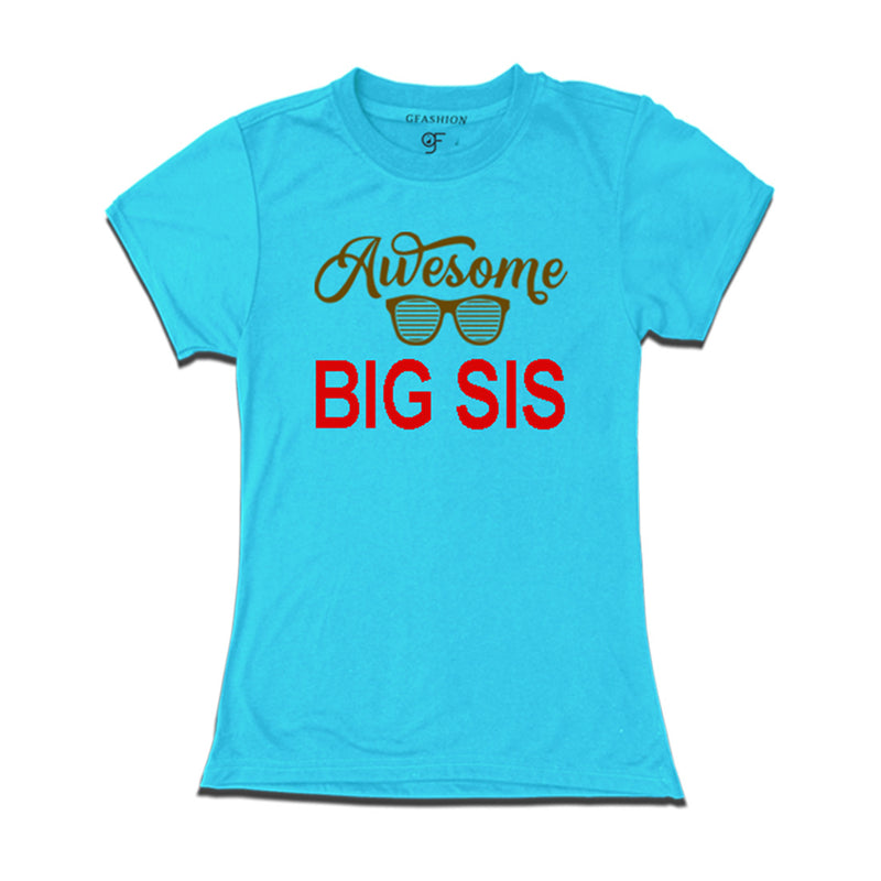Awesome Big Sis T-shirt-Sky Blue-gfashion