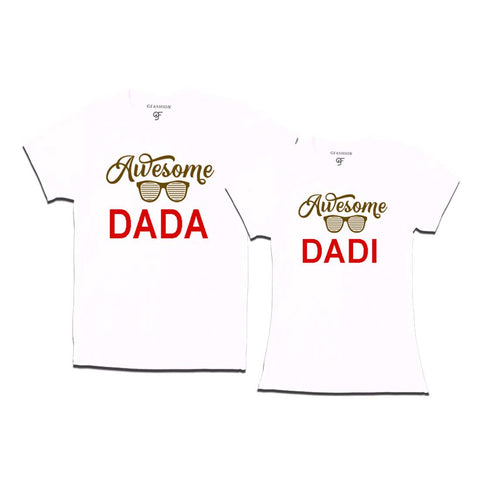 Awesome Dada-Dadi T-shirts-White Color-gfashion