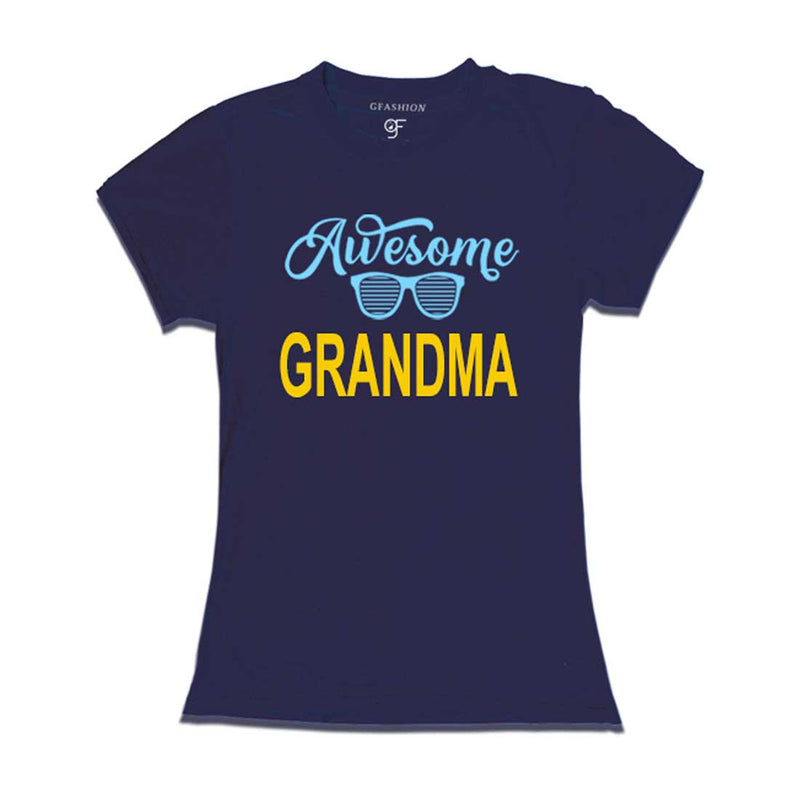 Awesome Grandma T-shirts-Navy Color-gfashion
