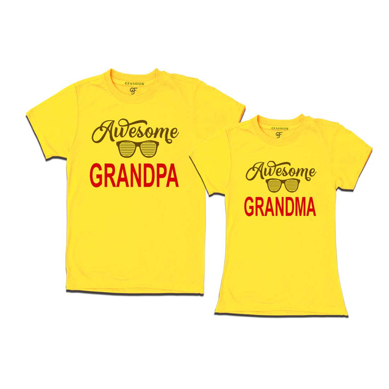 Awesome Grandpa-Grandma T-shirts-Yellow Color-gfashion