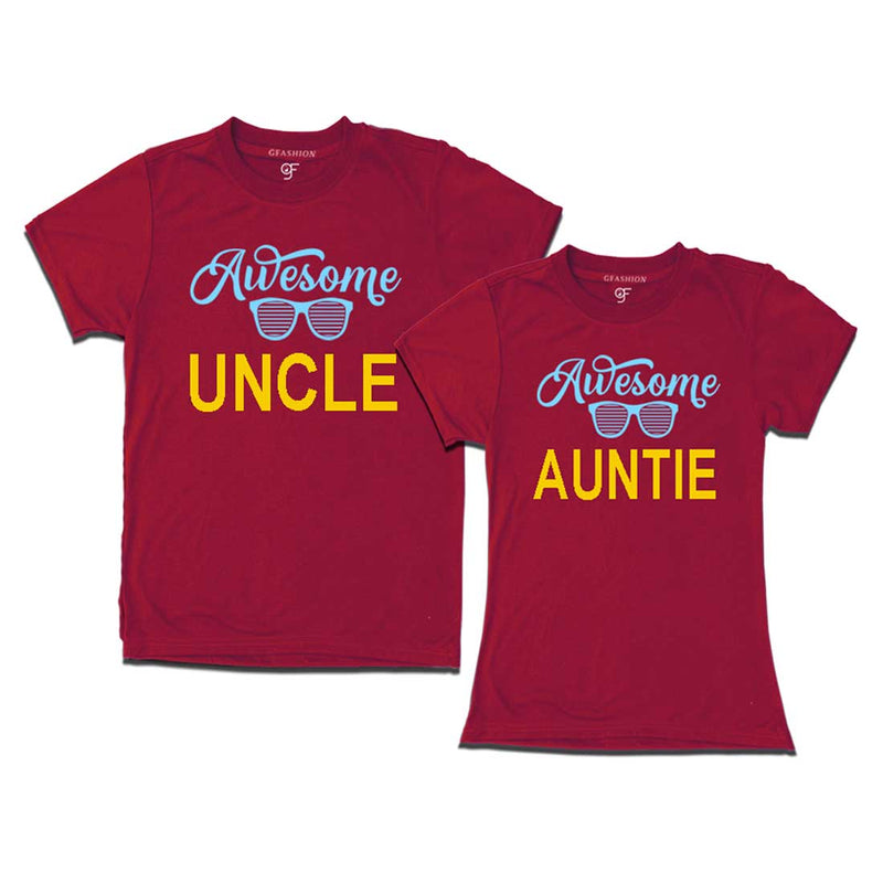 Awesome Uncle-Auntie T-shirts-Maroon-gfashion