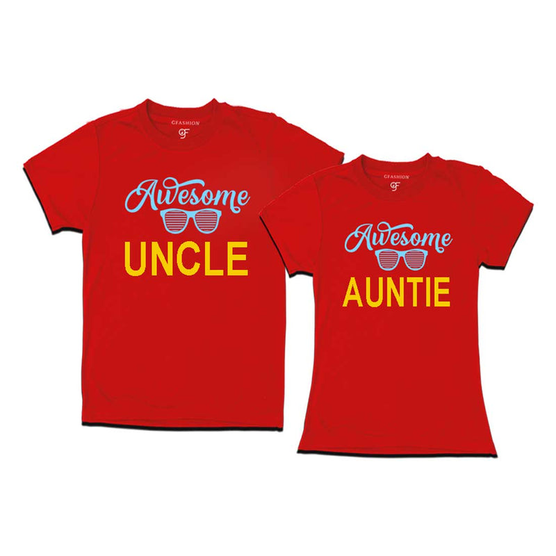Awesome Uncle-Auntie T-shirts-Red-gfashion