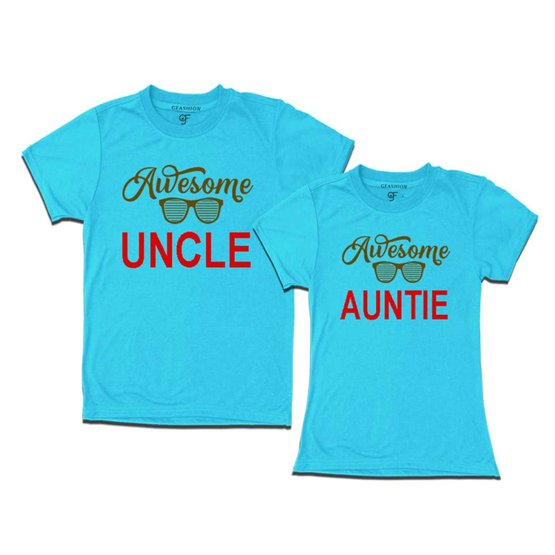 Awesome Uncle-Auntie T-shirts-Sky Blue-gfashion