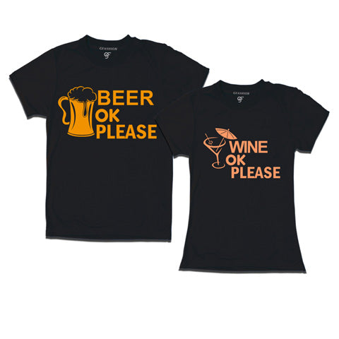 buy beer ok wine ok funny couple t shirts from online india – GFASHION