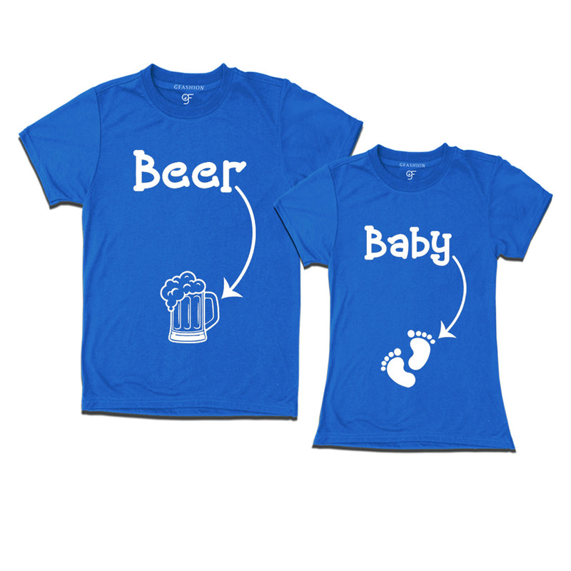 Beer Baby Maternity Couple T-shirts in Blue Color available @ gfashion.jpg