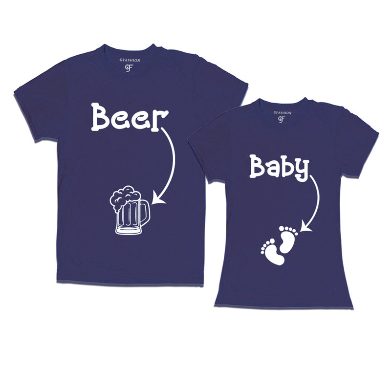 Beer Baby Maternity Couple T-shirts in Navy Color available @ gfashion.jpg