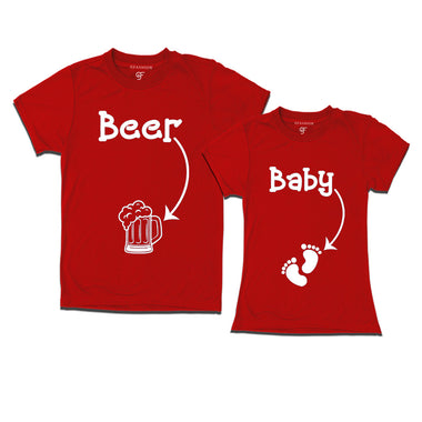 Beer Baby Maternity Couple T-shirts in Red Color available @ gfashion.jpg