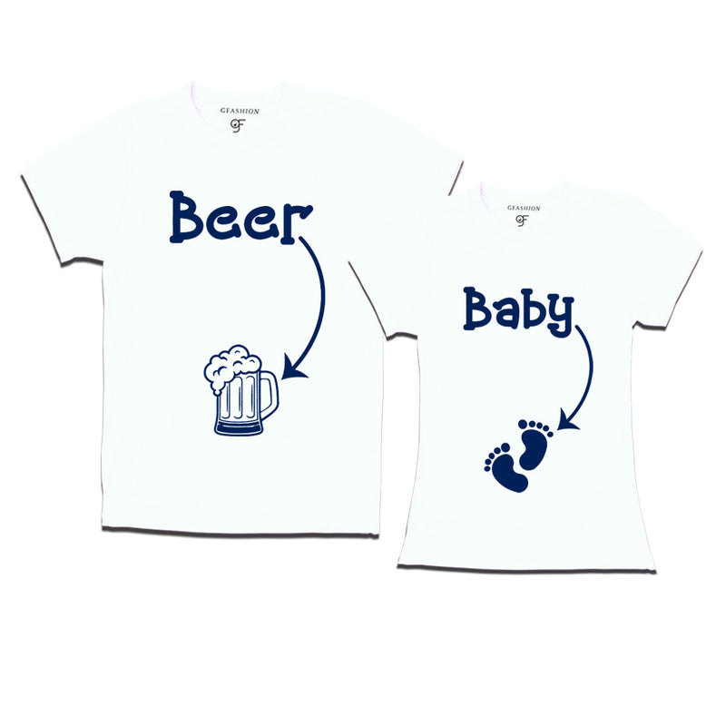 Beer Baby Maternity Couple T-shirts in White Color available @ gfashion.jpg