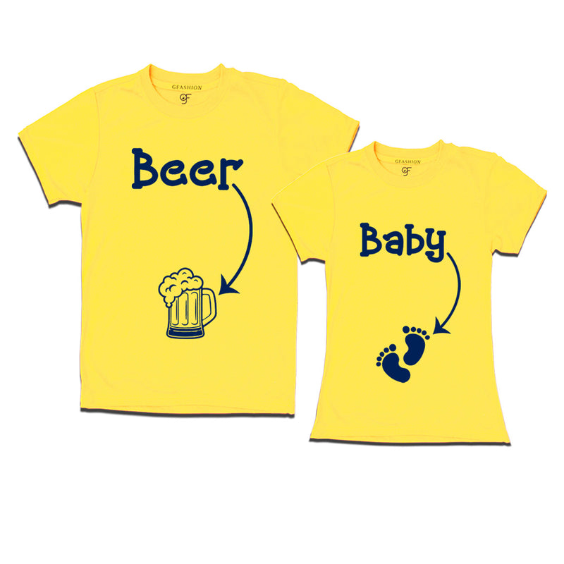Beer Baby Maternity Couple T-shirts in Yellow Color available @ gfashion.jpg