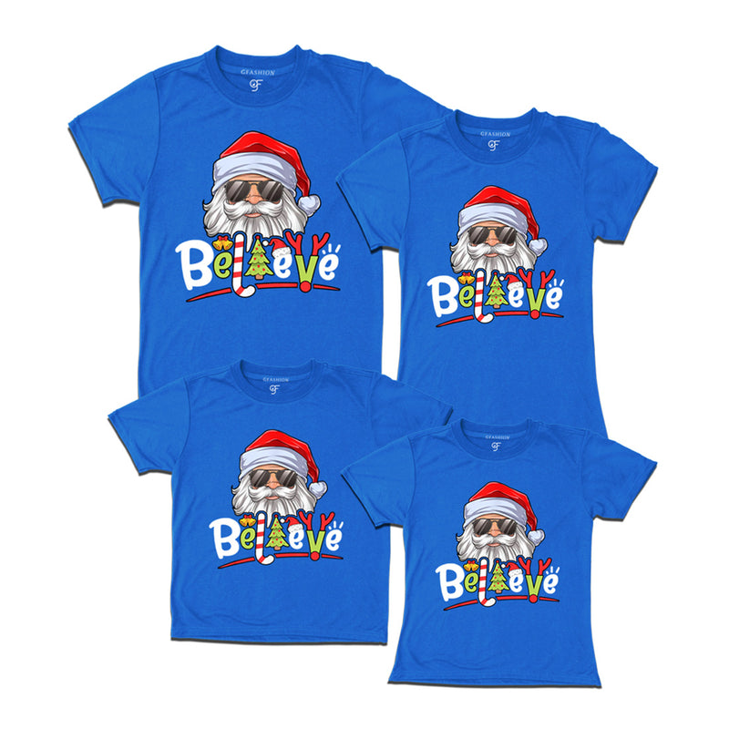 Believe Christmas Family T-shirts in Blue Color avilable @ gfashion.jpg