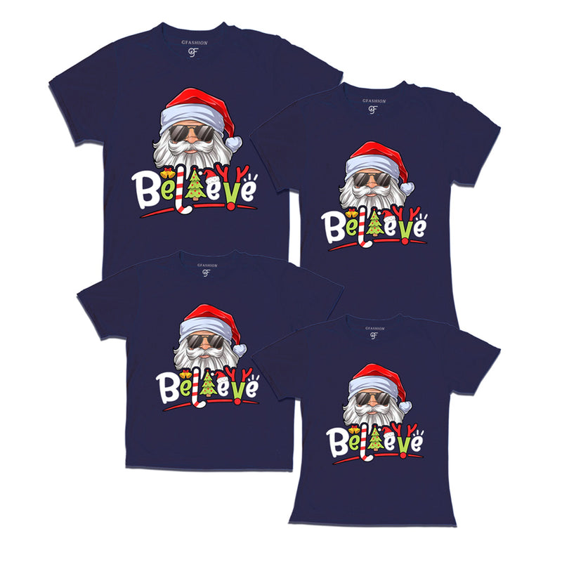 Believe Christmas Family T-shirts in Navy Color avilable @ gfashion.jpg