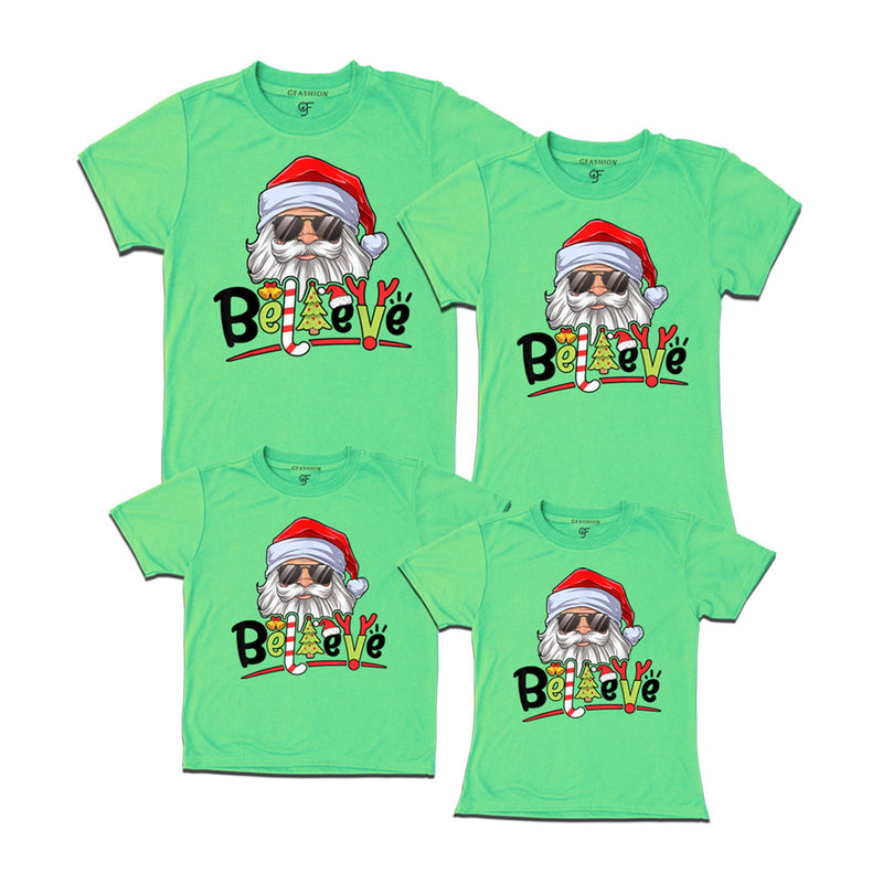 Believe Christmas Family T-shirts in Pista Green Color avilable @ gfashion.jpg