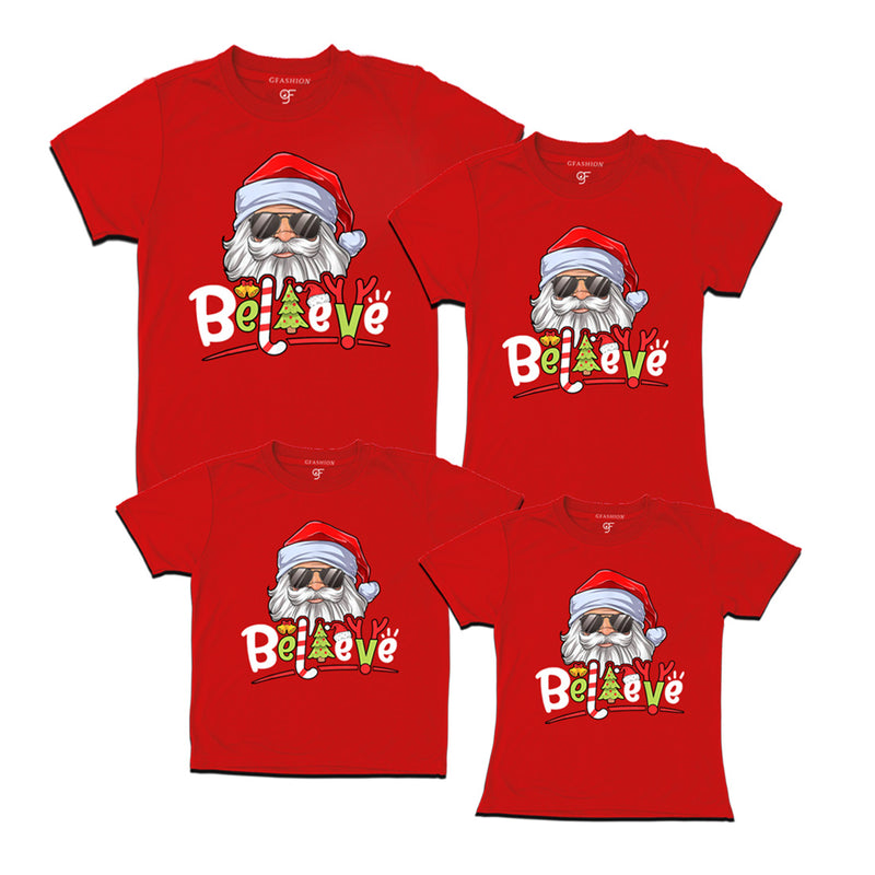 Believe Christmas Family T-shirts in Red Color avilable @ gfashion.jpg