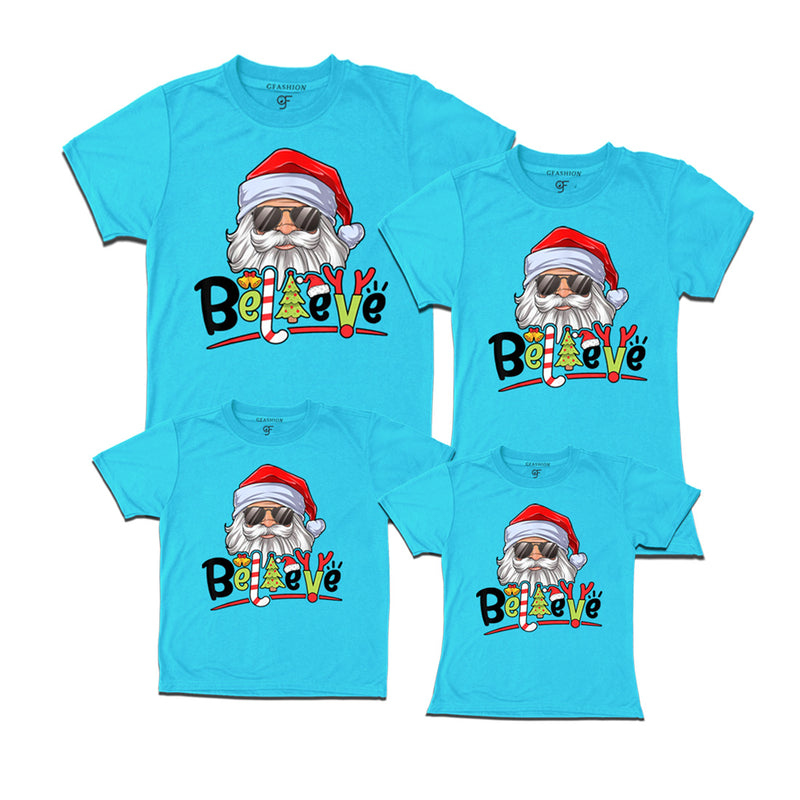 Believe Christmas Family T-shirts in Sky Blue Color avilable @ gfashion.jpg