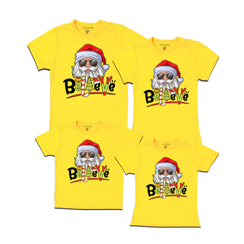 Believe Christmas Family T-shirts in Yellow Color avilable @ gfashion.jpg