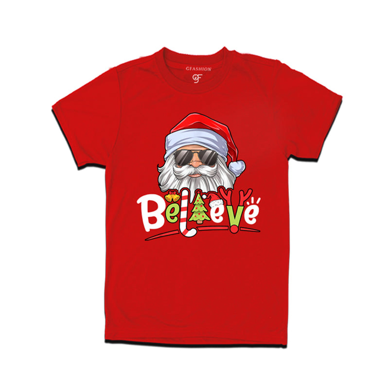 Believe Christmas T-shirt for Men-Women-Boy-Girl in Red Color avilable @ gfashion.jpg