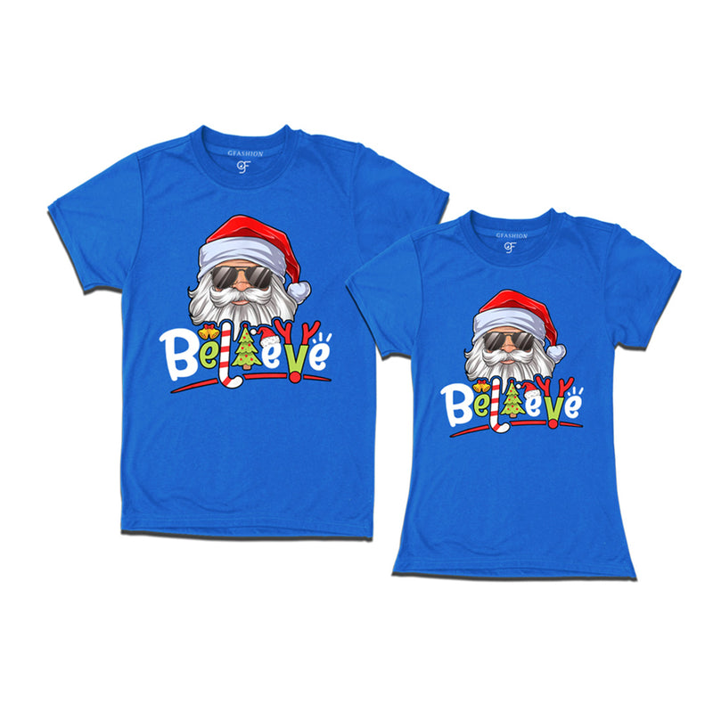 Believe Christmas T-shirts Combo in Blue Color avilable @ gfashion.jpg