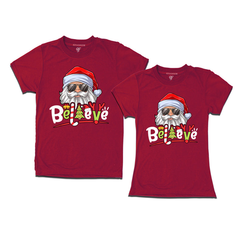 Believe Christmas T-shirts Combo in Maroon Color avilable @ gfashion.jpg