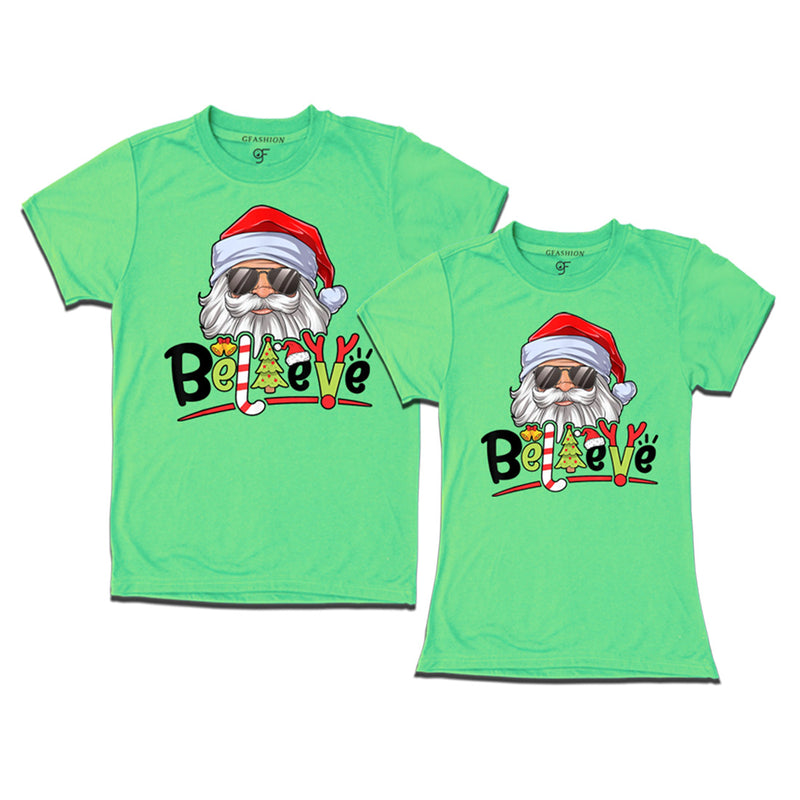 Believe Christmas T-shirts Combo in Pista Green Color avilable @ gfashion.jpg