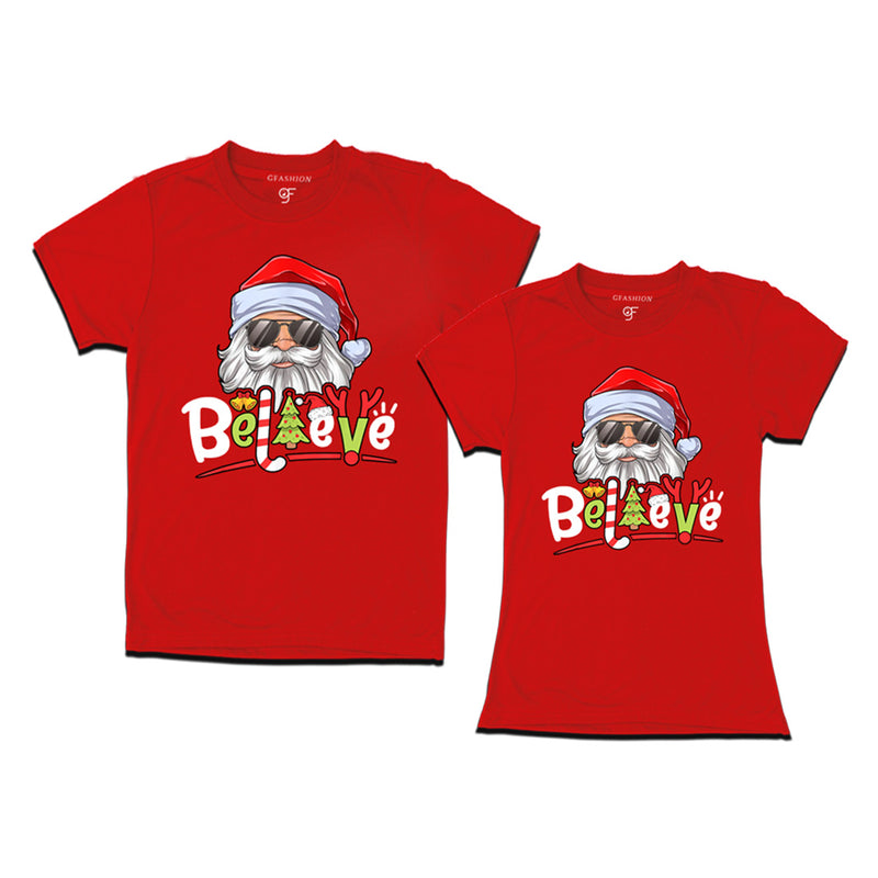 Believe Christmas T-shirts Combo in Red Color avilable @ gfashion.jpg