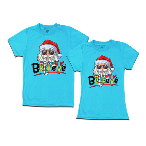Believe Christmas T-shirts Combo in Sky Blue Color avilable @ gfashion.jpg