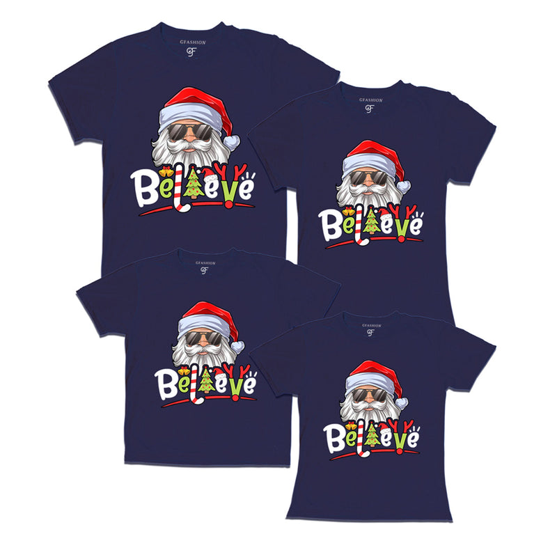 Believe Christmas T-shirts for Family-Friends-Group in Navy Color avilable @ gfashion.jpg