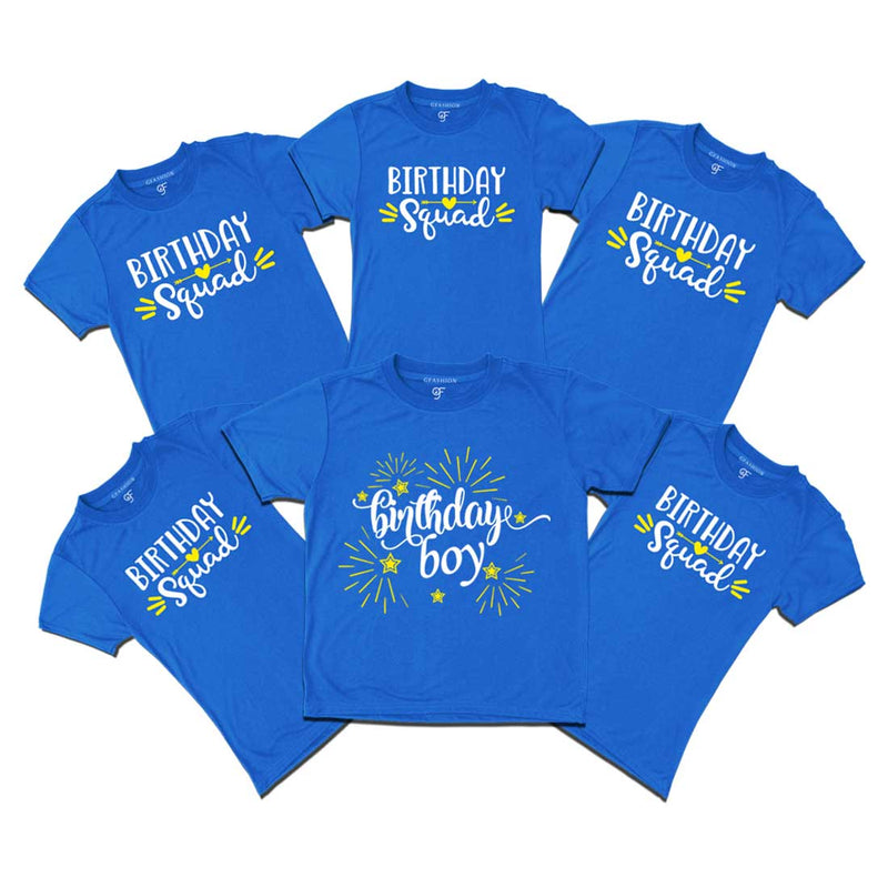 Birthday Boy T-shirts with Birthday Squad Print for family Members-Blue-gfashion 