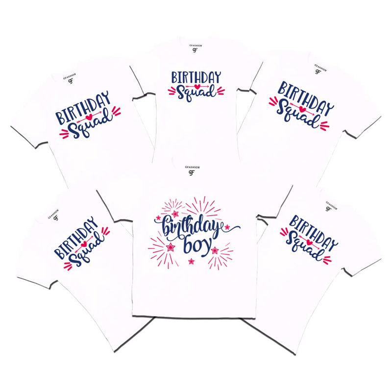 Birthday Boy T-shirts with Birthday Squad Print for family Members-White-gfashion 