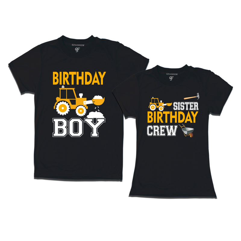 Birthday Boy With Sister -Construction Theme T-shirts in Black Color available @ gfashion.jpg