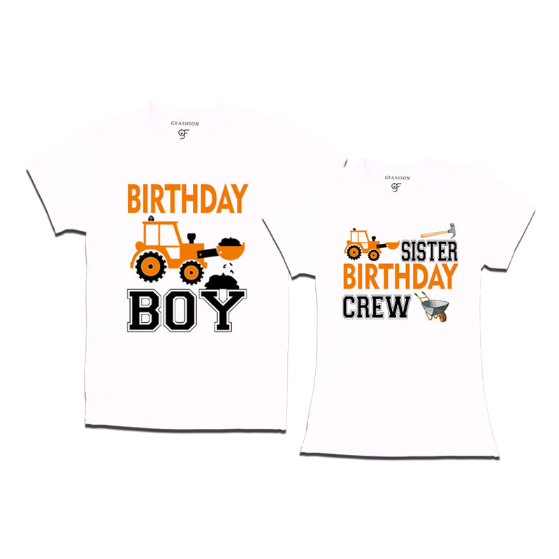 Birthday Boy With Sister -Construction Theme T-shirts in White Color available @ gfashion.jpg