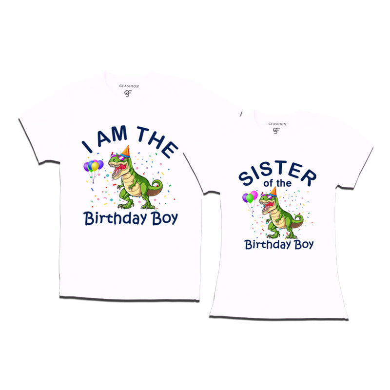 Birthday Boy With Sister -Dinosaur Theme T-shirts