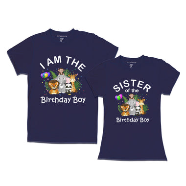 Birthday Boy With Sister -Jungle-Animal Theme T-shirts