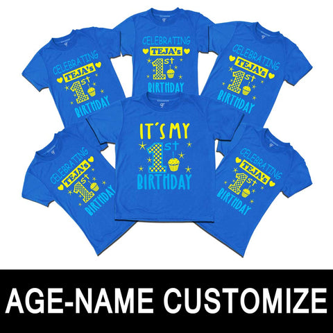 Birthday Celebration Customized T-shirts-Blue-gfashion 
