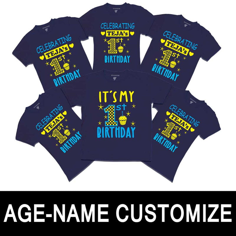 Birthday Celebration Customized T-shirts-Navy-gfashion 