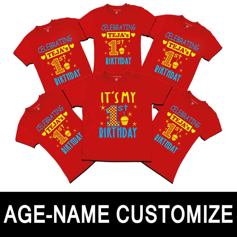 Birthday Celebration Customized T-shirts-Red-gfashion 