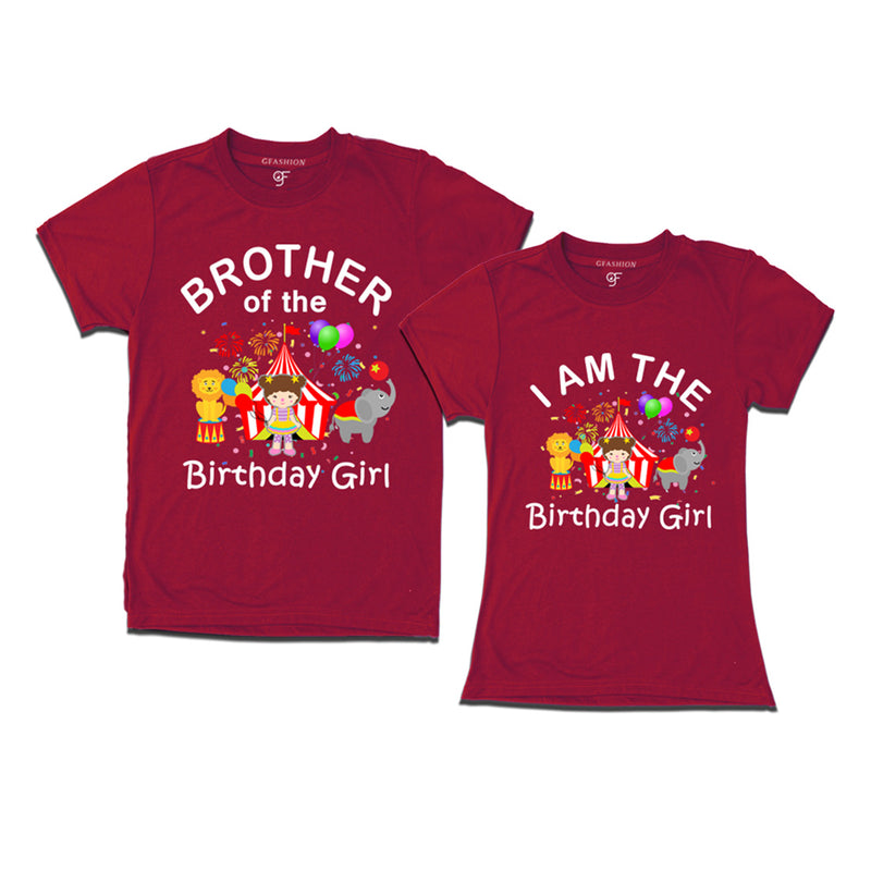 Birthday Girl With Brother -Circus Theme T-shirts in Maroon Color available @ gfashion.jpg