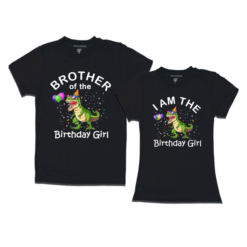 Birthday Girl With Brother -Dinosaur Theme T-shirts