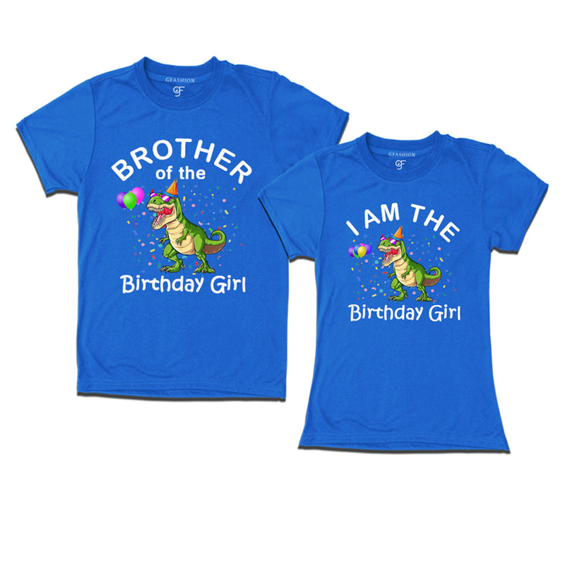 Birthday Girl With Brother -Dinosaur Theme T-shirts