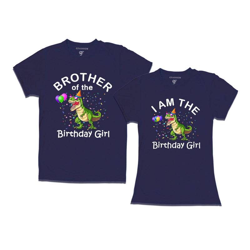 Birthday Girl With Brother -Dinosaur Theme T-shirts
