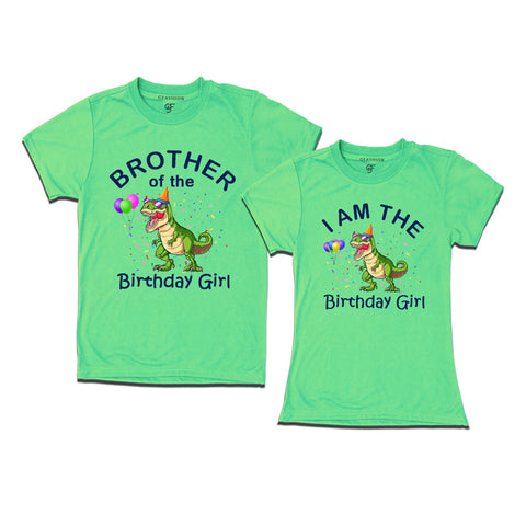 Birthday Girl With Brother -Dinosaur Theme T-shirts