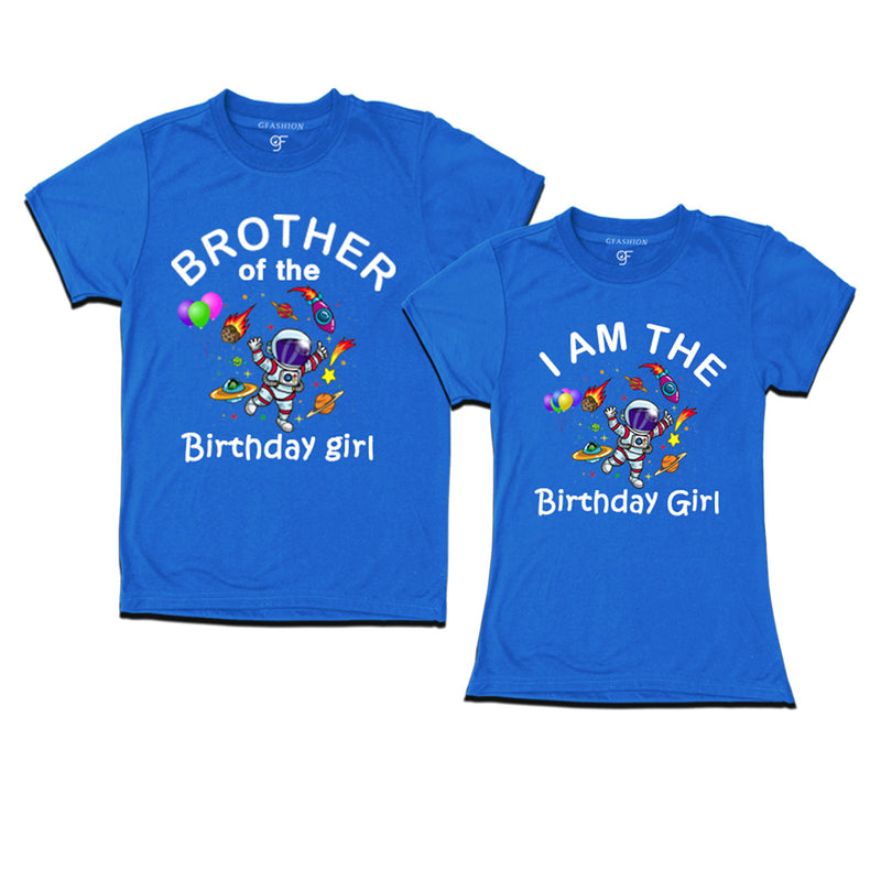 Birthday Girl With Brother -Space Theme T-shirts